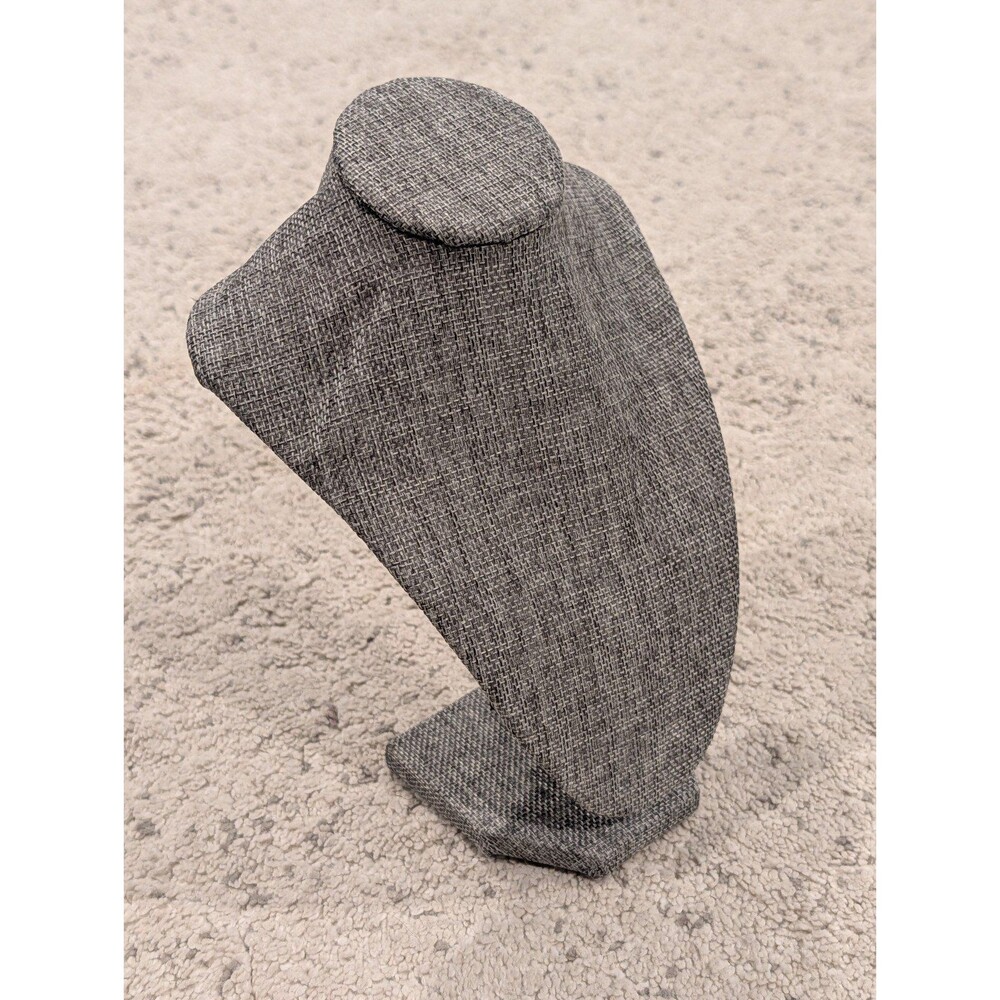 Grey Burlap Necklace Bust/Display 9"